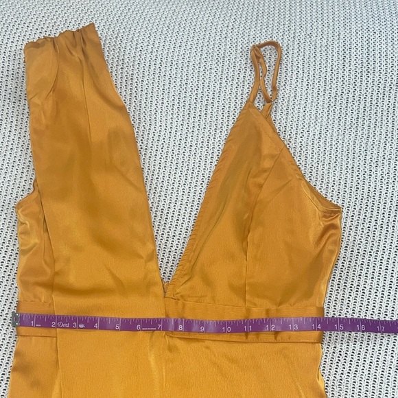 PrettyLittleThing Orange Satin Wedding Dress - Picture 11 of 12